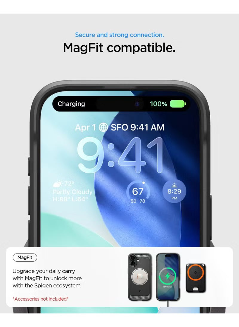 Rugged Armor MagFit iPhone 17 Case Cover with MagSafe and Carbon Fiber Textures (2025) - Matte Black