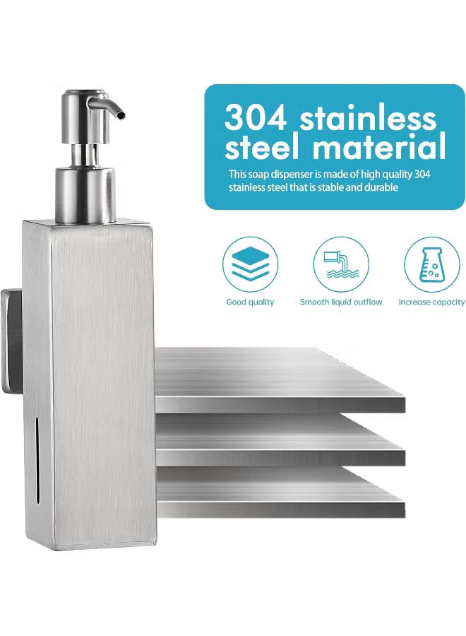 BRIMIX Wall Mounted Soap Dispenser Stainless Steel 304 Hand Wash Liquid Soap Dispenser (Brushed Finish)