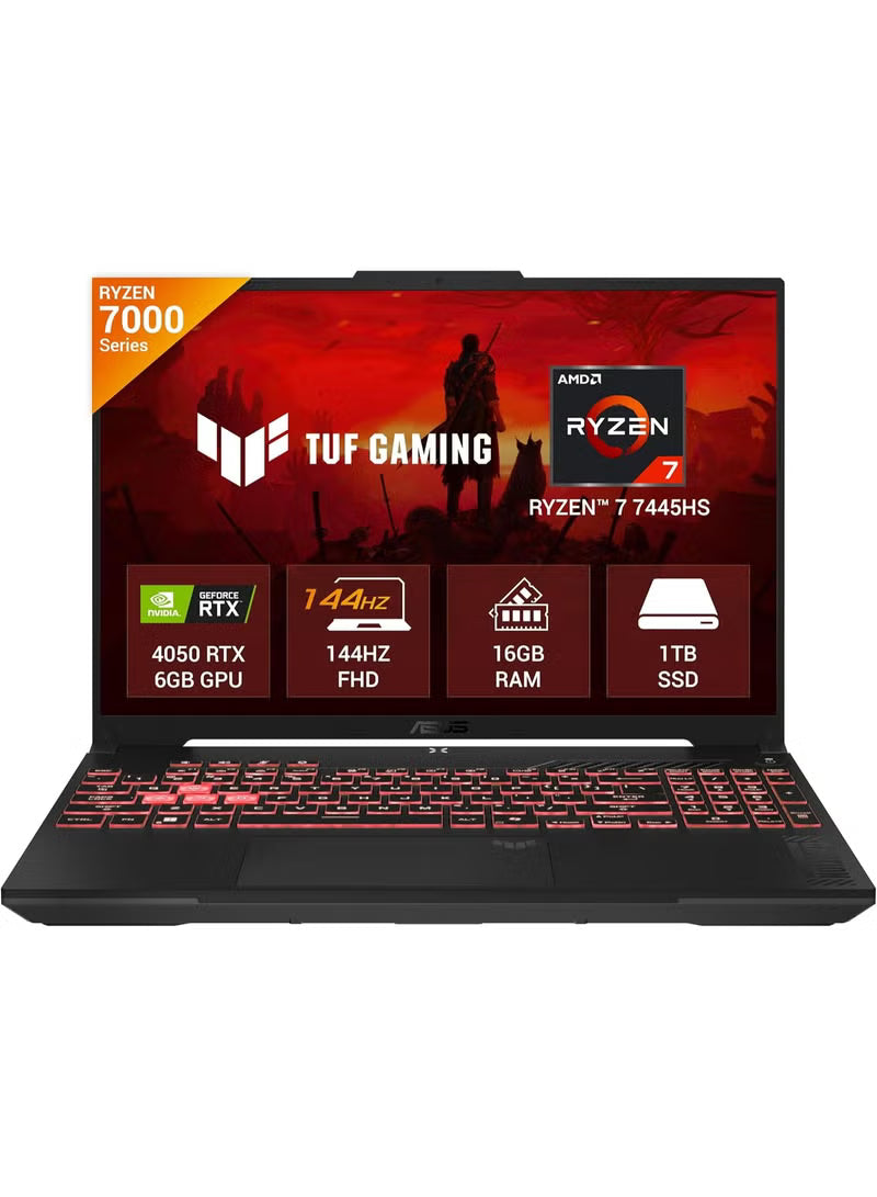 ASUS TUF Gaming A16 16-Inch WUXGA Gaming Laptop, Ryzen 7 7445HS, 16GB DDR5, 512GB SSD, RTX 4050 6GB, Windows 11 Home, Jasper Gray