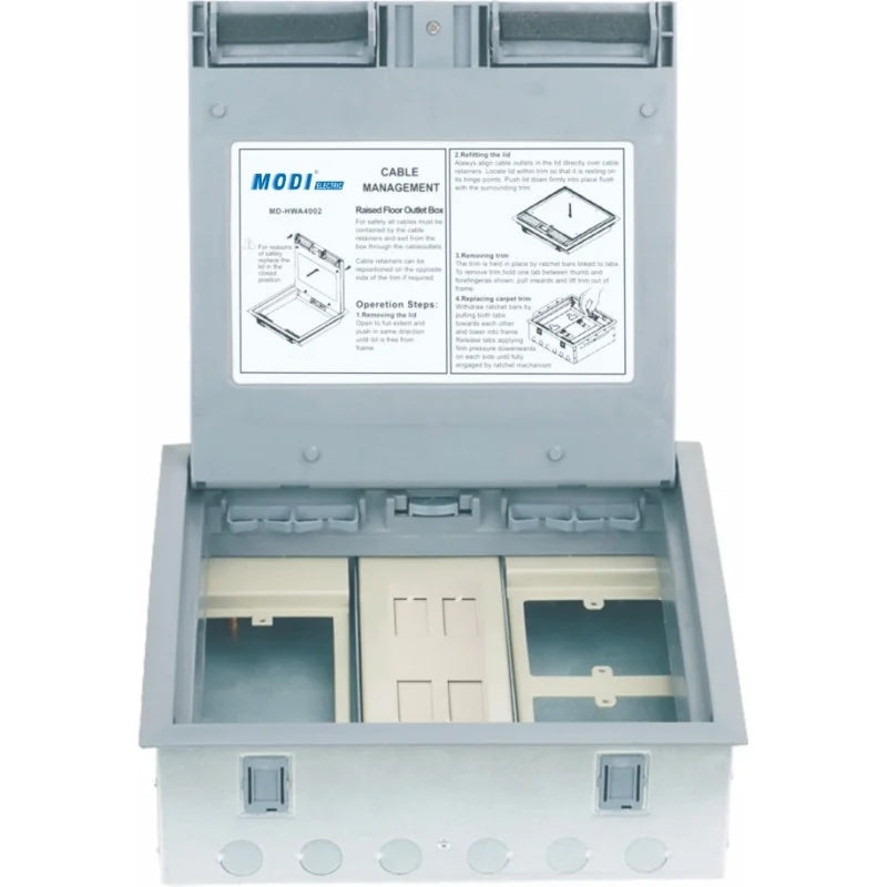 Q039 MODI Floor Outlet Box T-01 MD-HWA4002 | Raised Floor Cable Management Box