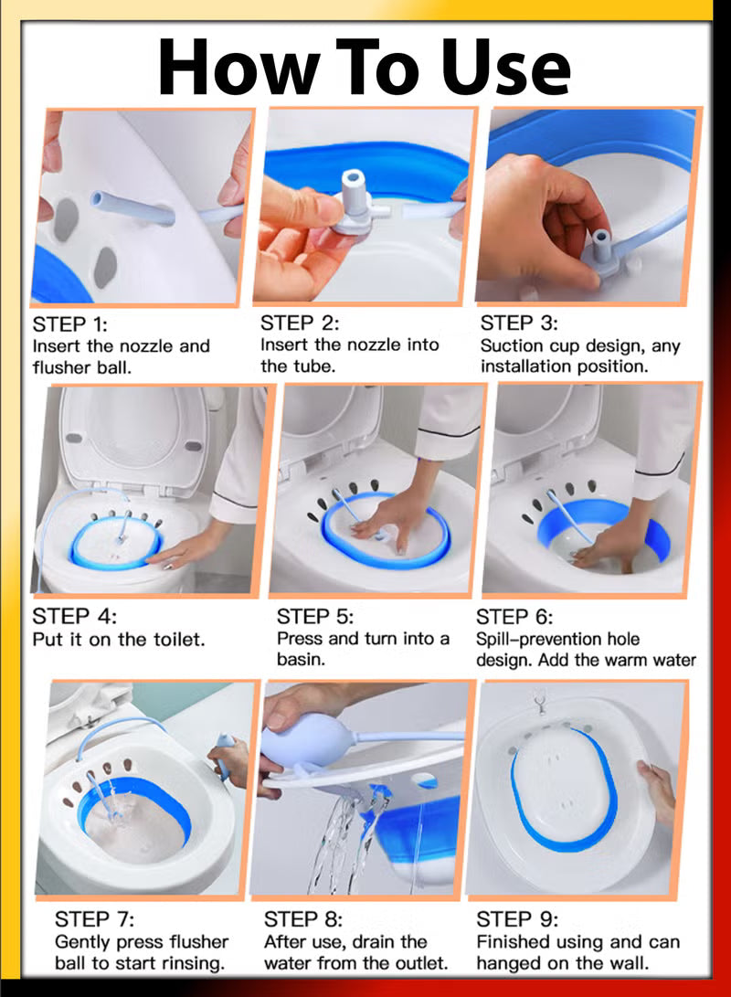 Foldable Sitz Bath for Toilet Seat