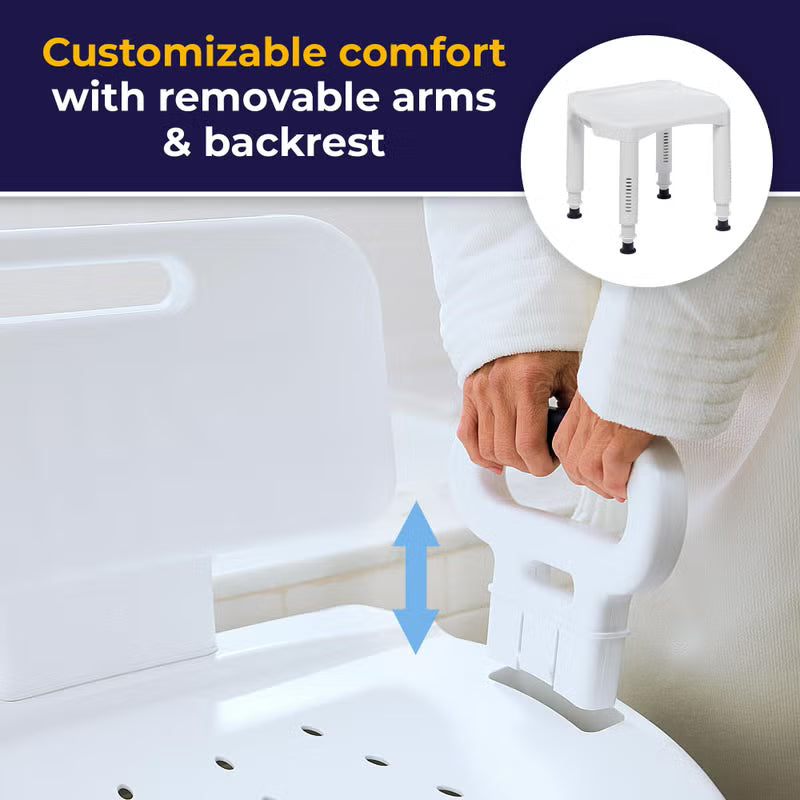 Drive Medical Bathroom Bench with Back & Arms