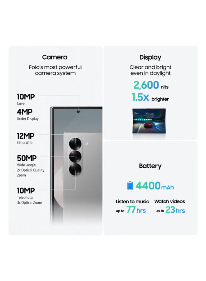 Galaxy Z Fold 6 5G Dual SIM Silver Shadow 12GB RAM 256GB - Middle East Version