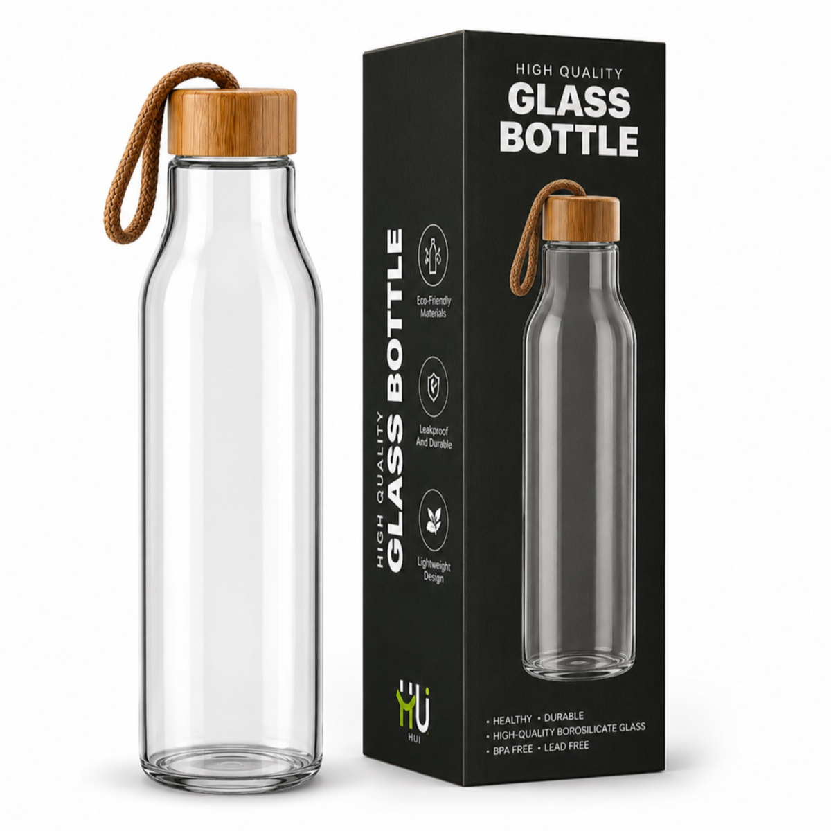 HST-1002 HU Glass Bottle with Time-Marked Hydration Reminder