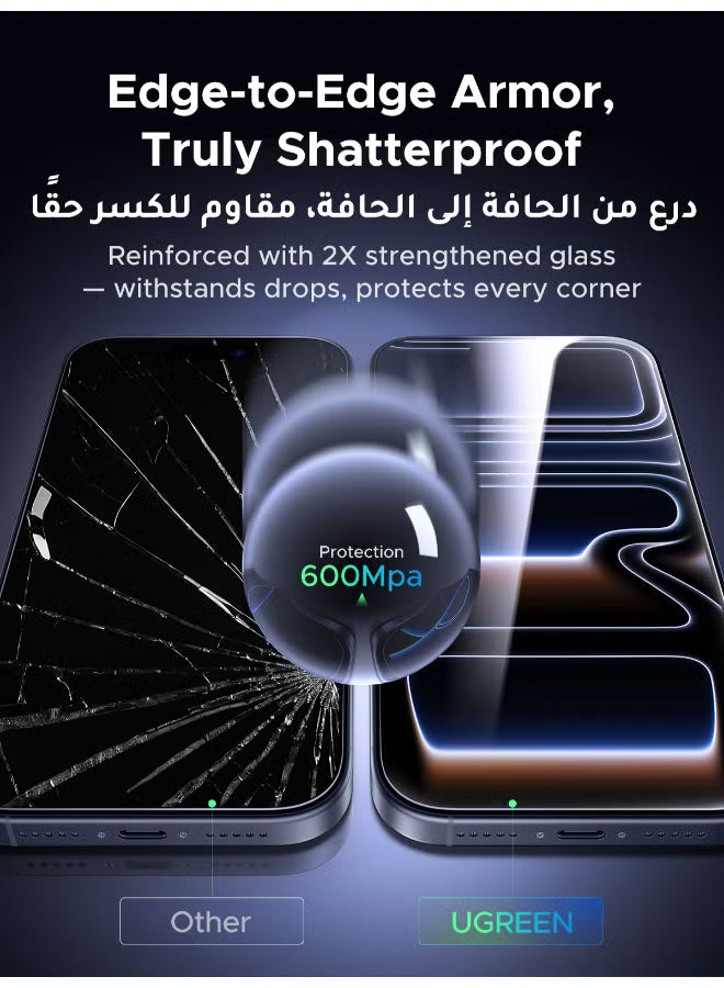 2-Pack iPhone 17 Pro Max Screen Protector With Auto Alignment Kit 6.9 Inch Ultra HD Clear, Scratch Resistant, Military-Grade Protection, Easy Installation, Anti-Fingerprint, Bubble Free Glass Film -