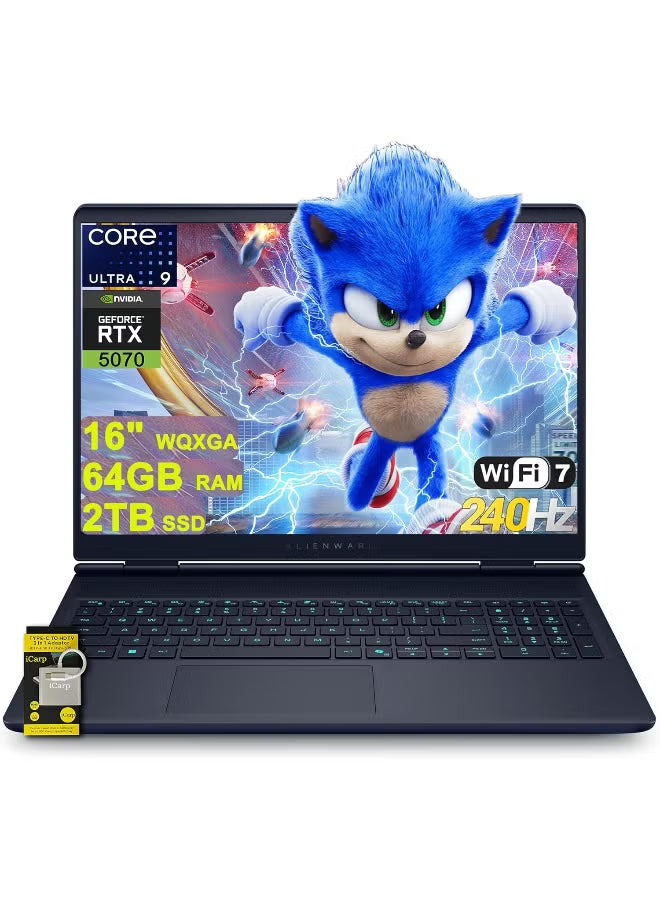 Dell Alienware 16X Aurora Gaming AI Laptop 16-Inch QHD WQXGA, Intel Core Ultra 9 275HX, 32GB RAM, 2TB SSD, GeForce RTX 5070, Windows 11 Home
