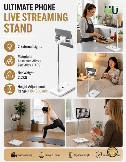 HAC-1038 Ultimate Phone Live Streaming Stand with 2 External Lights