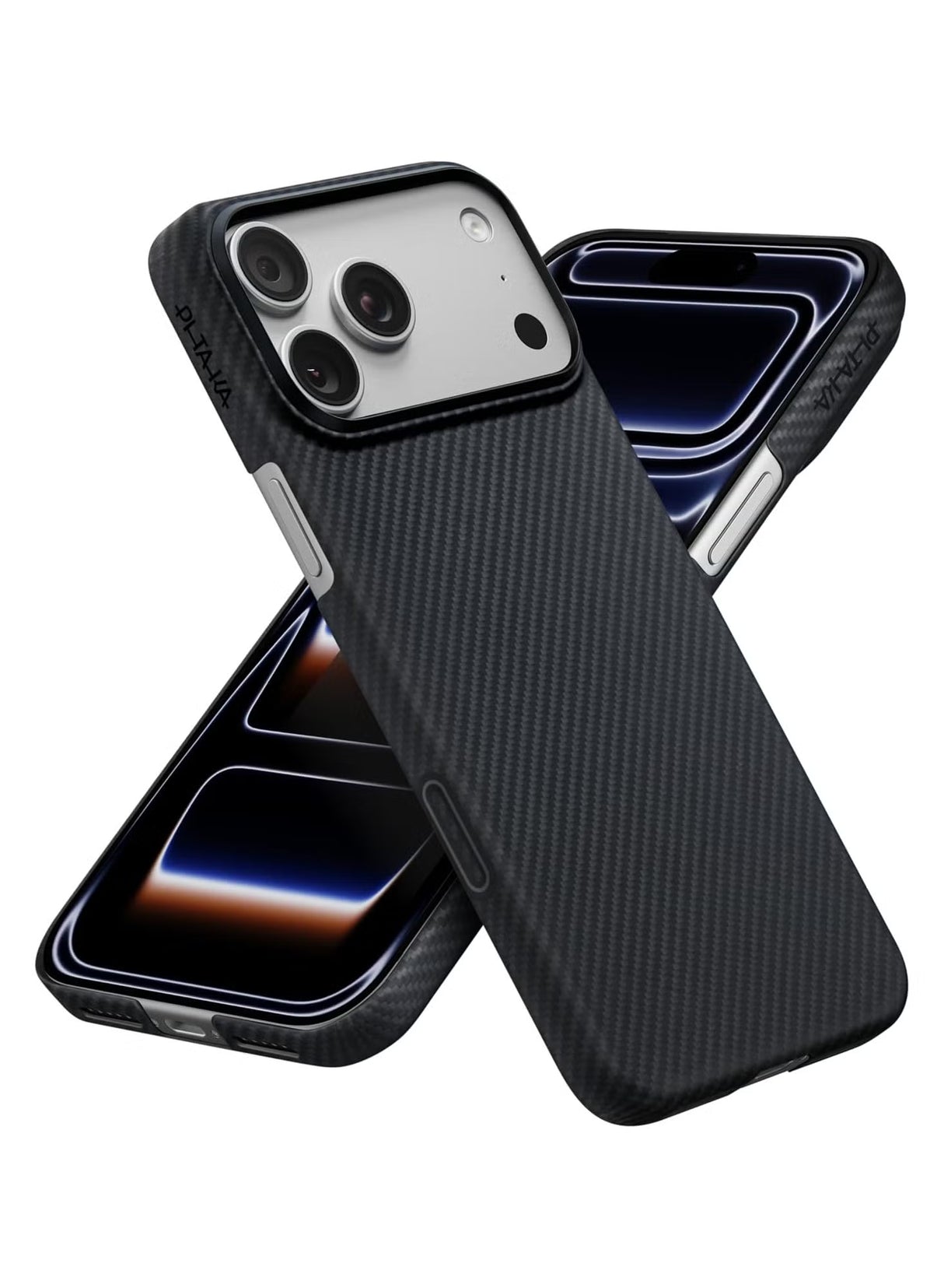 pitaka for iPhone 17 Pro Max Case 6.9" with Camera Control Button, Compatible with MagSafe, Ultra-Slim Case with Caseless Touch Feeling, 600D Aramid Fiber Woven, Black/Grey(Twill)