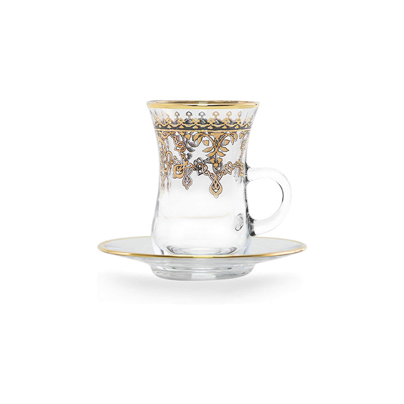 Dimlaj Duja Glass And Gold Tea Cup Set