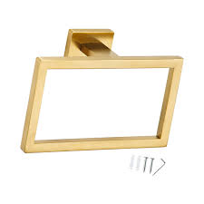 Wall Mount Square Towel Ring - Brushed Gold