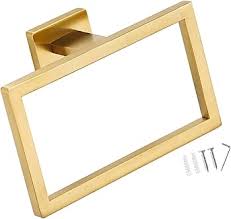 Wall Mount Square Towel Ring - Brushed Gold