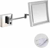 Square Magnifying with LED Light Mirror Chrome