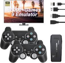 Game Console With Two Wireless Gamepads Dual Players Hdmi