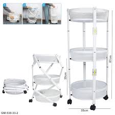 Foldable Storage 3 Tier Metal Rack For Kitchen, Bathroom