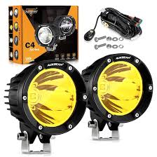 LED Driving Lights Spot Amber with wiring harness (4" 36W*2 Round)