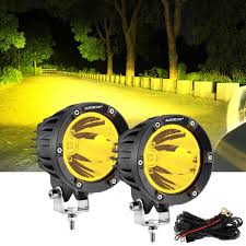 LED Driving Lights Spot Amber with wiring harness (4" 36W*2 Round)