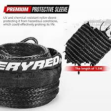 Synthetic Winch Rope 3/16" x 50' - 8200 lbs Winch Line Cable Rope with Protective Sleeve