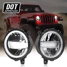 9" 120W DOT Approved LED Headlights with Halo Ring DRL & High Low Beam