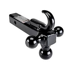 Force Usa Full Solid Tri Ball Mount with Tow Hook W/Pin Black