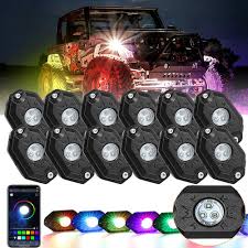 8PCS RGB LED Rock Light Set with Bluetooth Controller