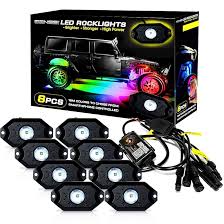 8PCS RGB LED Rock Light Set with Bluetooth Controller