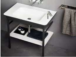 YL1287 - Solid Surface Wash Basin with Metal Stand (Black & White)