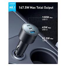 Anker Nano 167.5W, 3 Ports Car Charger (B2737HA1) -Black