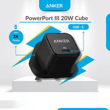 Anker Power Port III 20W Cube Charger (A2149K12)- Black