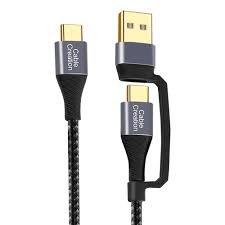 2IN1 BRAIDED CABLE INTERCHANGEABLE USB-A/USB-C TO USB-C