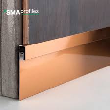 Tile Trim LED Profile – Brushed Rose Gold Stainless Steel + Aluminum (SLE871-3B-80H) – 80mm