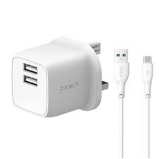 شاحن سفر PAWA PocketMini ثنائي المنافذ USB (قابس بريطاني)