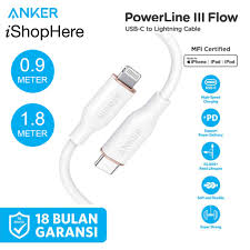 Anker Powerline III Flow USB-C With Lightning Connector 3FT(A8662H21)-White