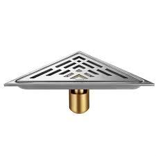 T3 28x20 cm Triangle Floor Drain with Brass Core Seal – Stainless Steel Grate