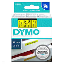 DYMO S0720880 D1 45808 TAPE 19MMX7M BLACK ON YELLOW