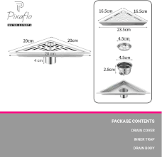 T4 Triangle Floor Drain 21x15 cm – Stainless Steel with Copper Self-Sealing Core