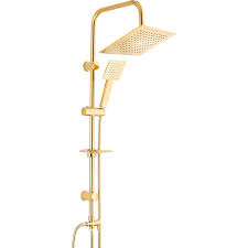 Dubai Square Top Shower Set - Gold