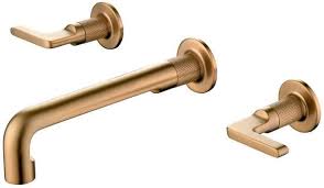 Wall Mounted Two Handle Basin Mixer – Brushed Gold