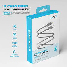 كابل باوا إل-كارو سيريز USB-C إلى لايتنينج الممتاز المضفر بطول 2 متر وقوة 27 واط - رمادي