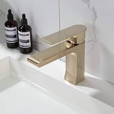 Single Lever Basin Mixer Faucet Without Waste Short ( Brushed Gold)