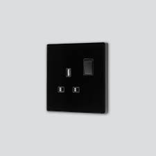 Black B027 250V 1Gang13A Switched Socket