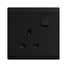 Black B027 250V 1Gang13A Switched Socket