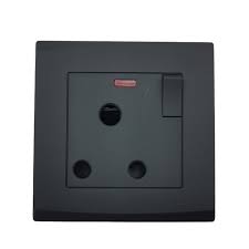 Black B032 250V 1 Gang 15A Switched Socket With Indicator