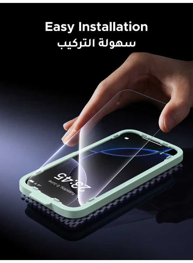 2-Pack for iPhone 17 Pro Max Screen Protector, 9H Hardness, Military-grade Shockproof, Ultra HD Clear Tempered-Glass with Easy Installation Tool, Anti-Fingerprint, Scratch Resistant, Case Friendly -