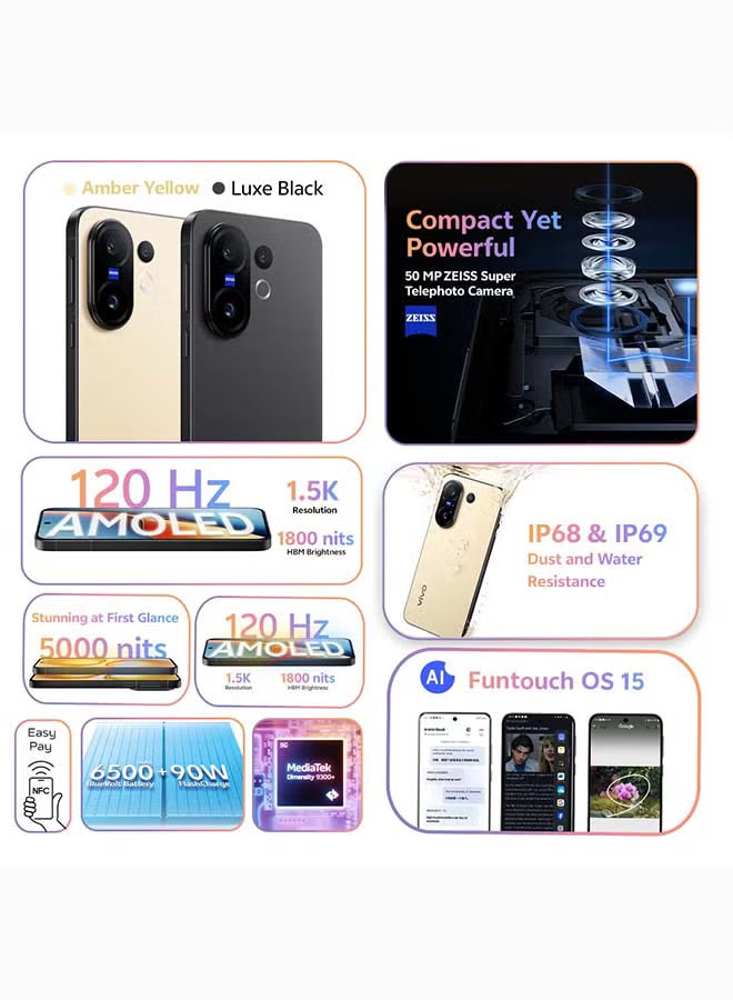 X200 FE Dual SIM 5G Black 12GB RAM 512GB With Exclusive Gifts - TWS Earbuds, V-Premier Smart Watch, 90W Charger And 24 Months Warranty + 1 Year Screen Replacement - Middle East Version