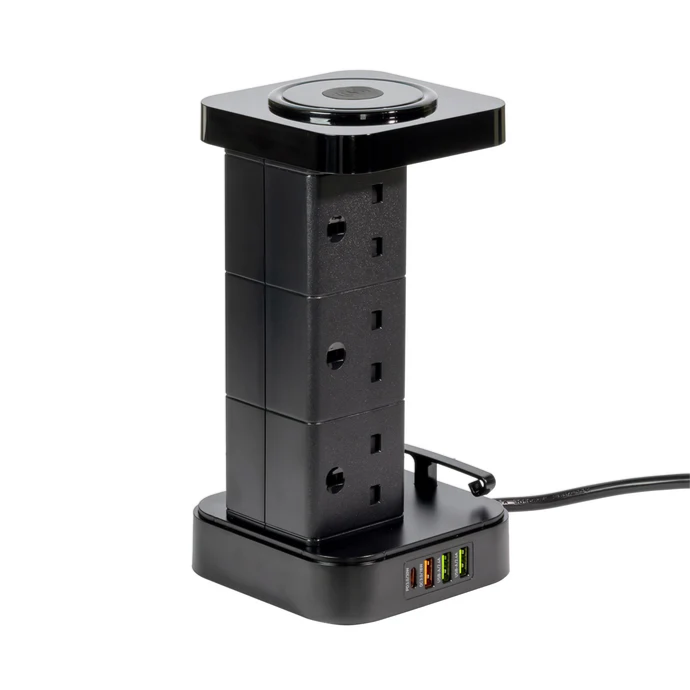 HAC-1004 HU Tower Extension Power Socket 2500W with 15W Wireless Charging