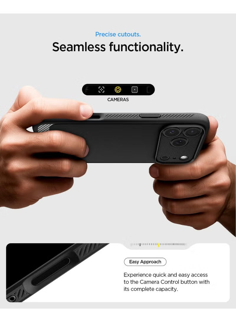 Rugged Armor MagFit iPhone 17 Pro MAX Case Cover with MagSafe and Carbon Fiber Textures (2025) - Matte Black