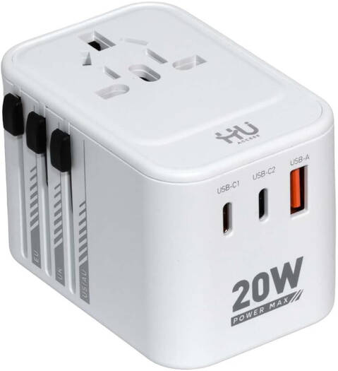 HAC-1002 HU Travel Plug Adapter 20W – White, 2000W
