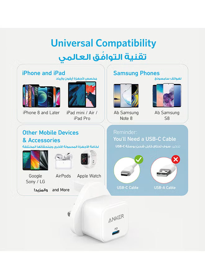 iPhone 16 Pro 20W USB C Fast Charger, PowerPort III Cube for iPhone 16/16 Pro/16 Plus/16 Pro Max, 15/14 Series, Samsung, iPad, Huawei, Xiaomi, Vivo, Oppo and More