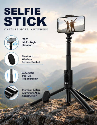 HAC-1056 Multifunctional Selfie Stick with 720° Rotation & 1.7 m Extension