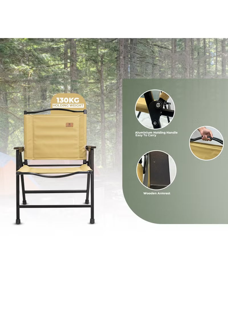 Toby’s Camping Chair-04 (WOOD) Folding Aluminum Alloy Chair with Armrest